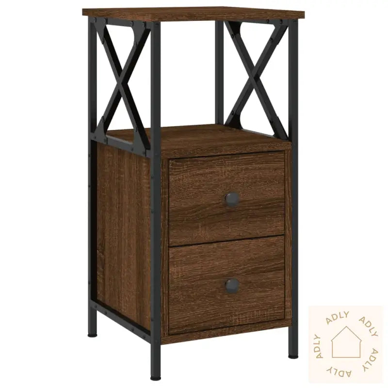 Nattbord 2 Stk Brun Eik 34X35,5X70 Cm Konstruert Tre