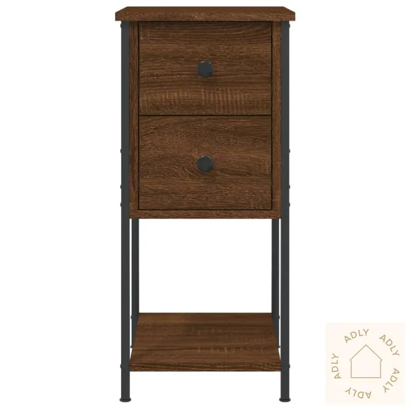 Nattbord 2 Stk Brun Eik 32X42X70 Cm Konstruert Tre