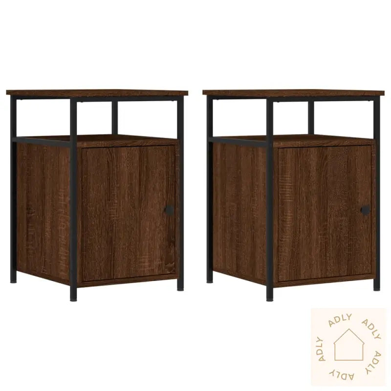 Nattbord 2 Stk Brun Eik 40X42X60 Cm Konstruert Tre