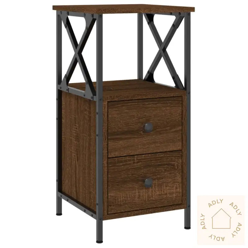 Nattbord Brun Eik 34X35,5X70 Cm Konstruert Tre