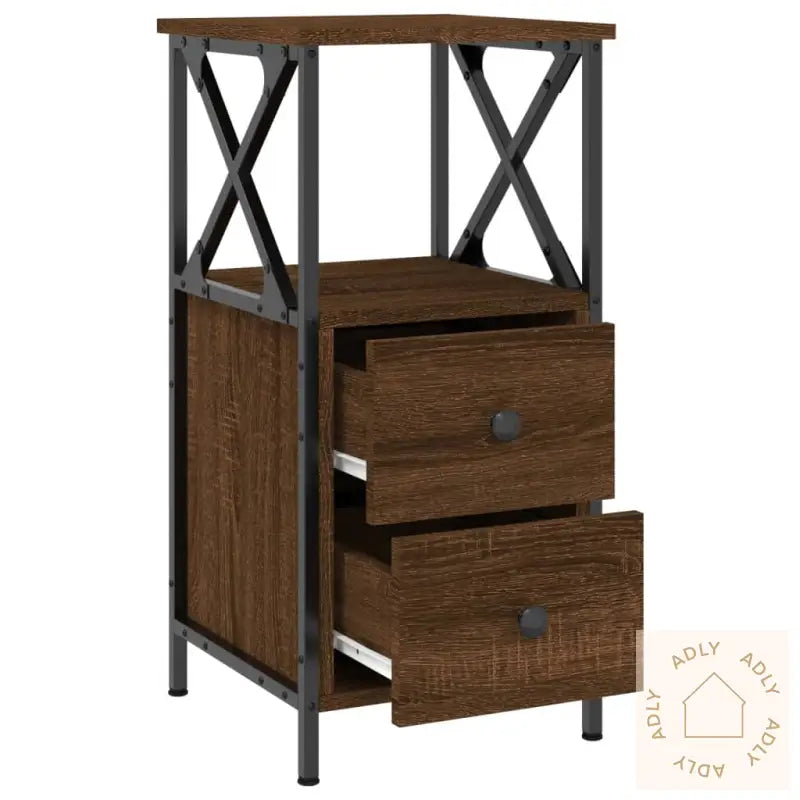 Nattbord Brun Eik 34X35,5X70 Cm Konstruert Tre