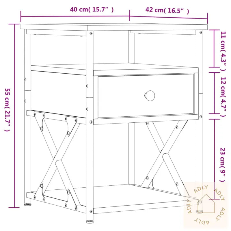 Nattbord Brun Eik 40X42X55 Cm Konstruert Tre
