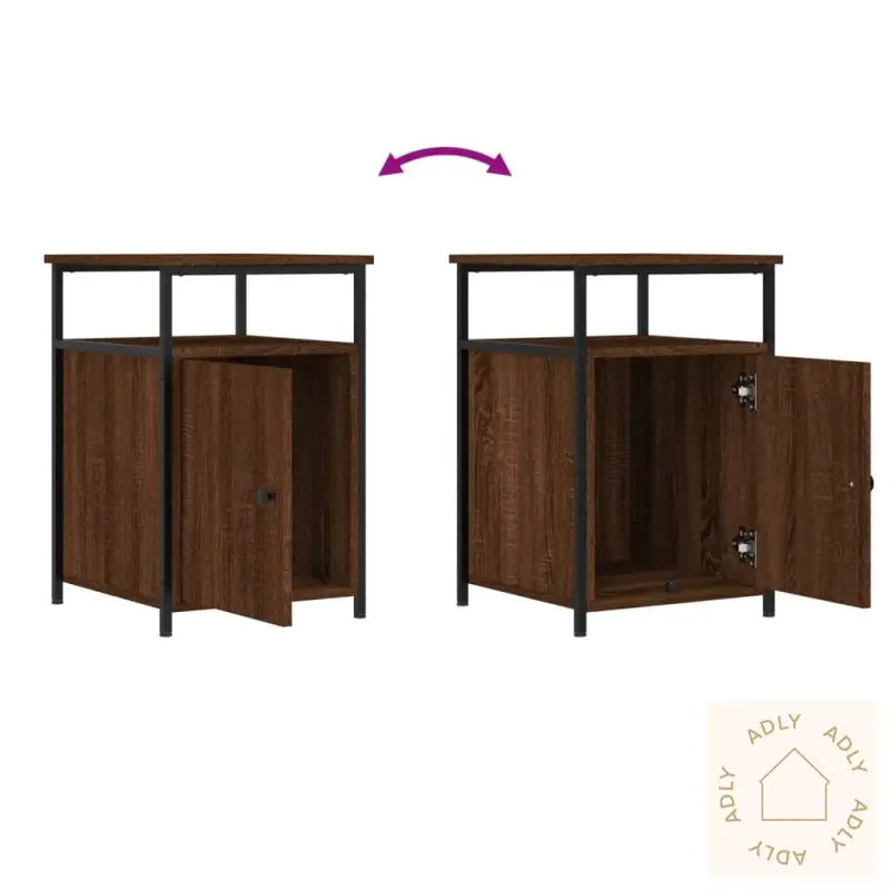 Nattbord 2 Stk Brun Eik 40X42X60 Cm Konstruert Tre