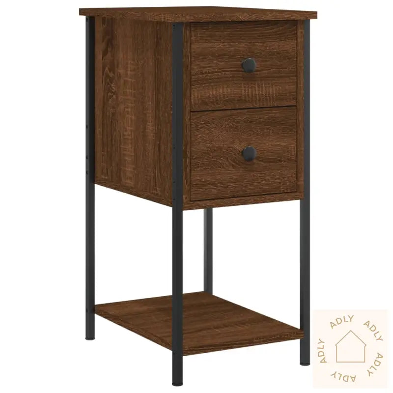 Nattbord 2 Stk Brun Eik 32X42X70 Cm Konstruert Tre