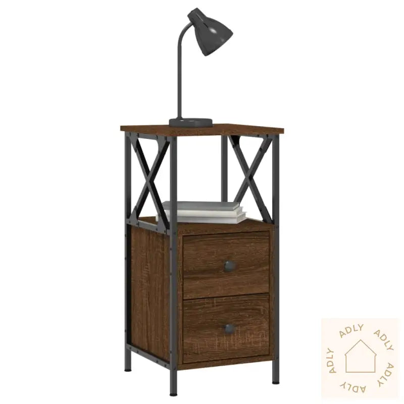 Nattbord 2 Stk Brun Eik 34X35,5X70 Cm Konstruert Tre