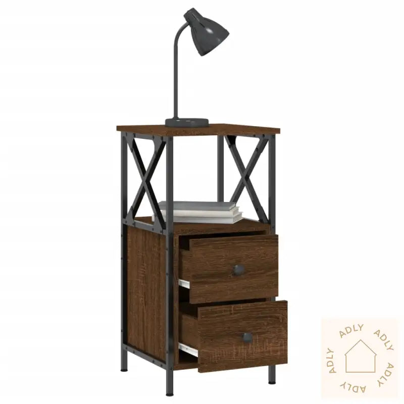Nattbord 2 Stk Brun Eik 34X35,5X70 Cm Konstruert Tre