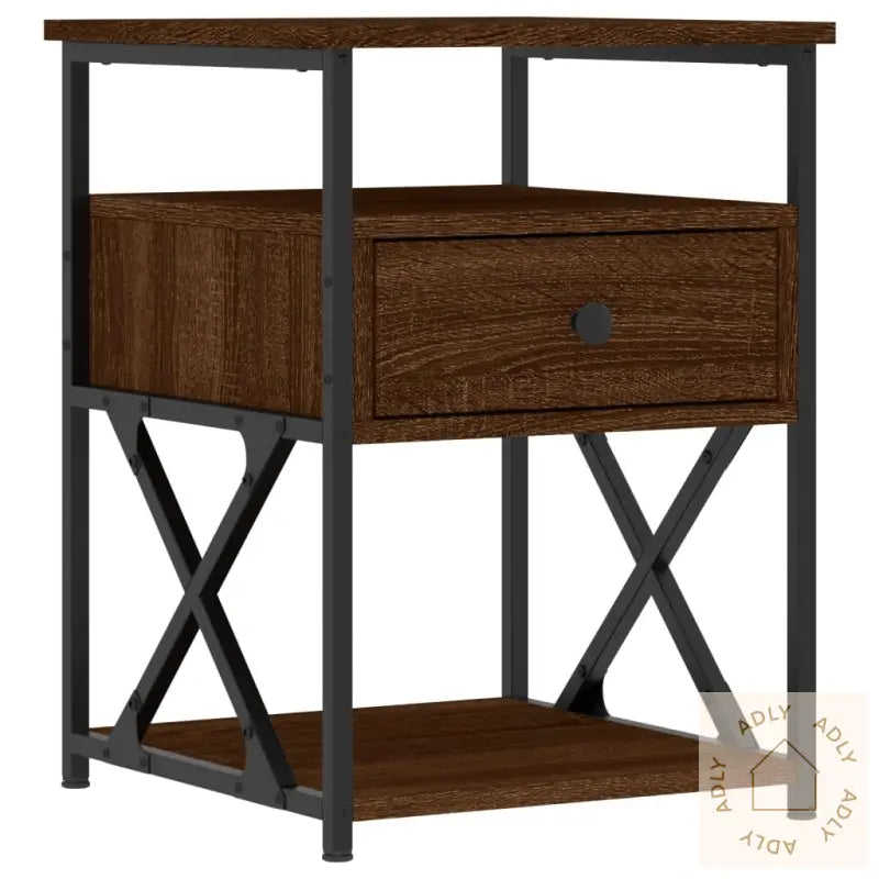 Nattbord 2 Stk Brun Eik 40X42X55 Cm Konstruert Tre