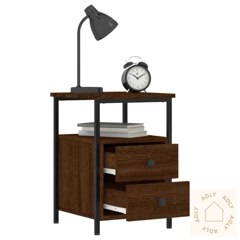 Nattbord Brun Eik 34X35,5X50 Cm Konstruert Tre