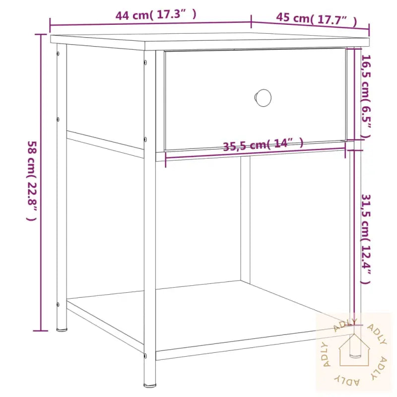 Nattbord 2 Stk Brun Eik 44X45X58 Cm Konstruert Tre