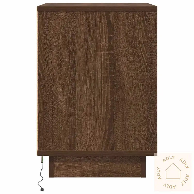 Nattskap Med Led-Lys 2 Stk Brun Eik 38X34X50 Cm