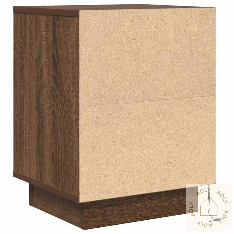 Nattskap Med Led-Lys 2 Stk Brun Eik 38X34X50 Cm