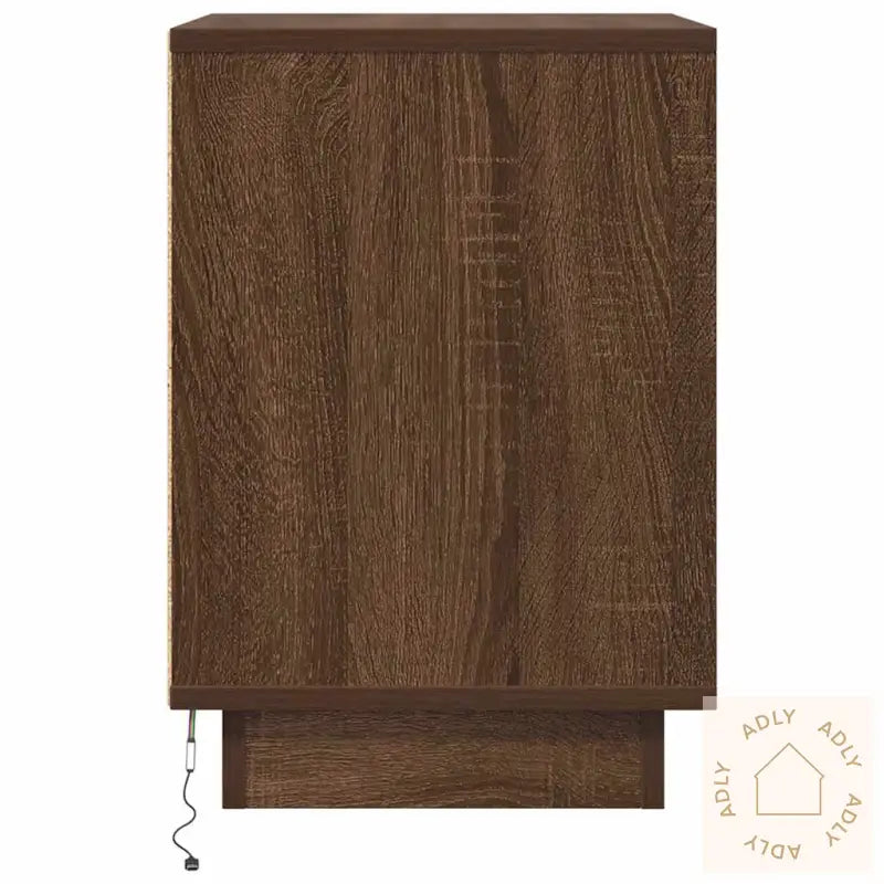 Nattskap Med Led-Lys 2 Stk Brun Eik 38X34X50 Cm