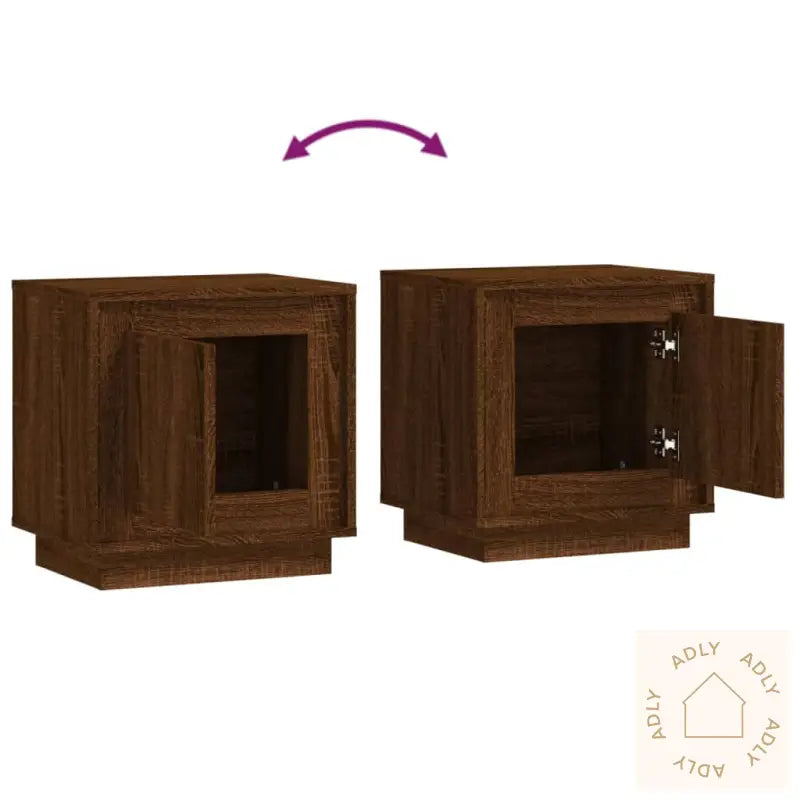 Nattbord Brun Eik 44X35X45 Cm Konstruert Tre