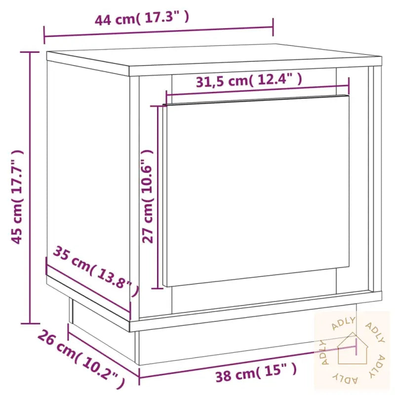 Nattbord Brun Eik 44X35X45 Cm Konstruert Tre