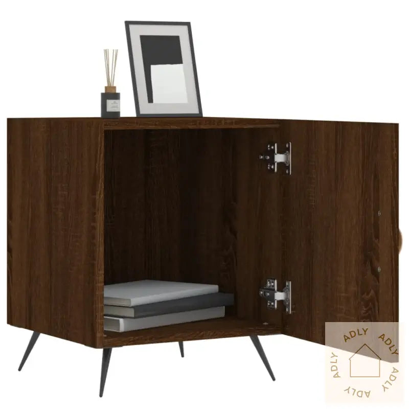 Nattbord 2 Stk Brun Eik 40X40X50 Cm Konstruert Tre