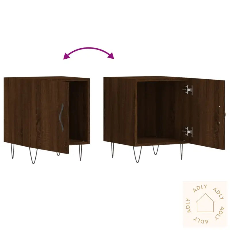 Nattbord Brun Eik 40X40X50 Cm Konstruert Tre