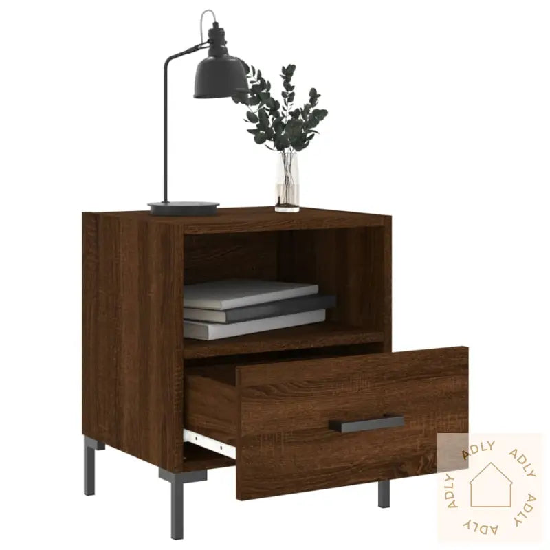 Nattbord 2 Stk Brun Eik 40X35X47,5 Cm Konstruert Tre