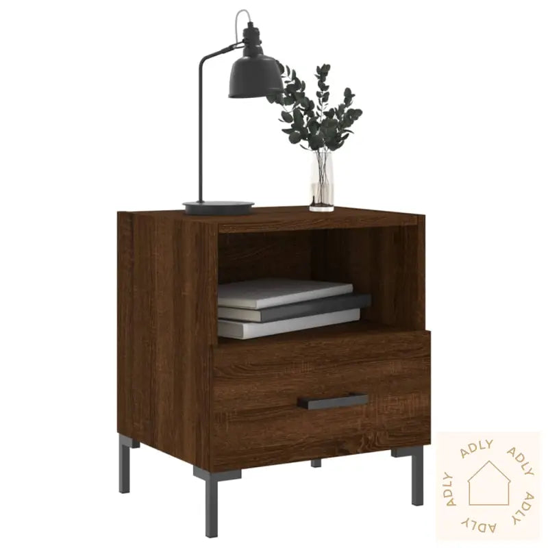 Nattbord 2 Stk Brun Eik 40X35X47,5 Cm Konstruert Tre