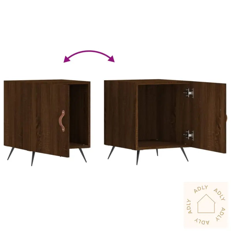 Nattbord 2 Stk Brun Eik 40X40X50 Cm Konstruert Tre