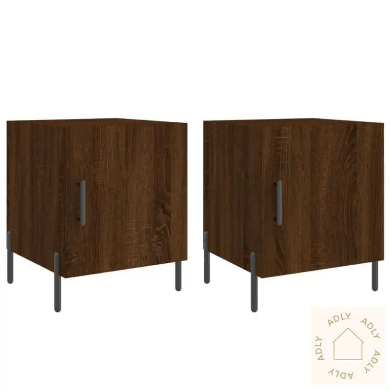 Nattbord 2 Stk Brun Eik 40X40X50 Cm Konstruert Tre