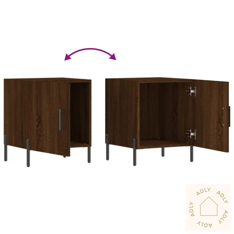 Nattbord Brun Eik 40X40X50 Cm Konstruert Tre