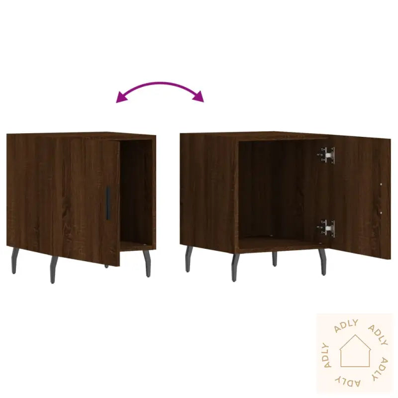 Nattbord 2 Stk Brun Eik 40X40X50 Cm Konstruert Tre