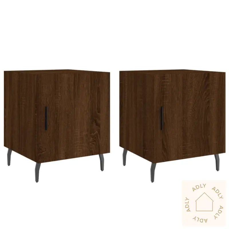 Nattbord 2 Stk Brun Eik 40X40X50 Cm Konstruert Tre