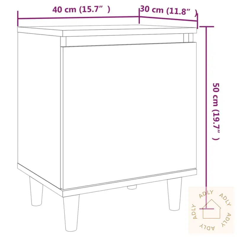 Nattbord Med Ben I Heltre 2 Stk Brun Eik 40X30X50 Cm