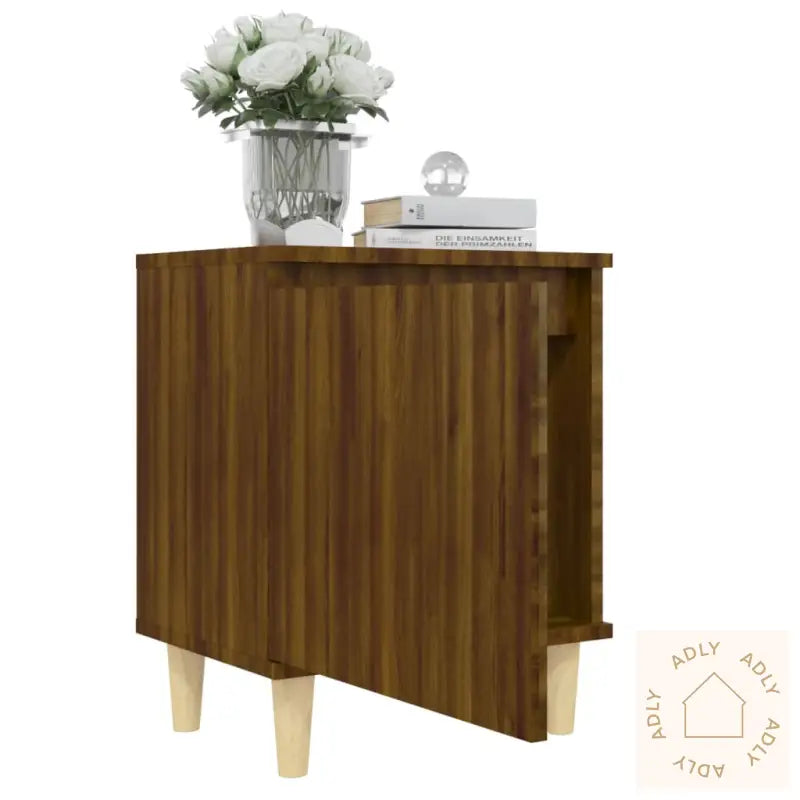 Nattbord Med Ben I Heltre 2 Stk Brun Eik 40X30X50 Cm