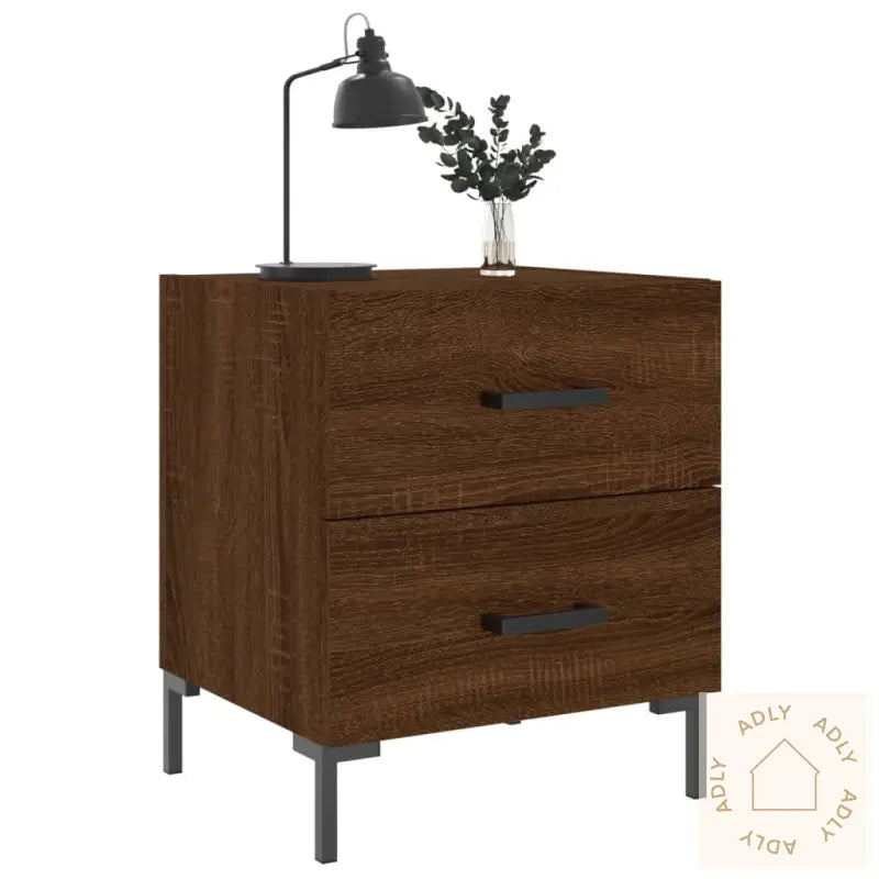 Nattbord 2 Stk Brun Eik 40X35X47,5 Cm Konstruert Tre