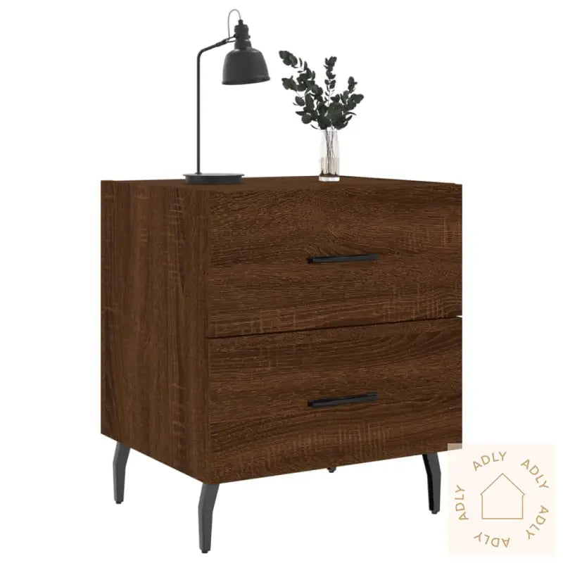Nattbord 2 Stk Brun Eik 40X35X47,5 Cm Konstruert Tre