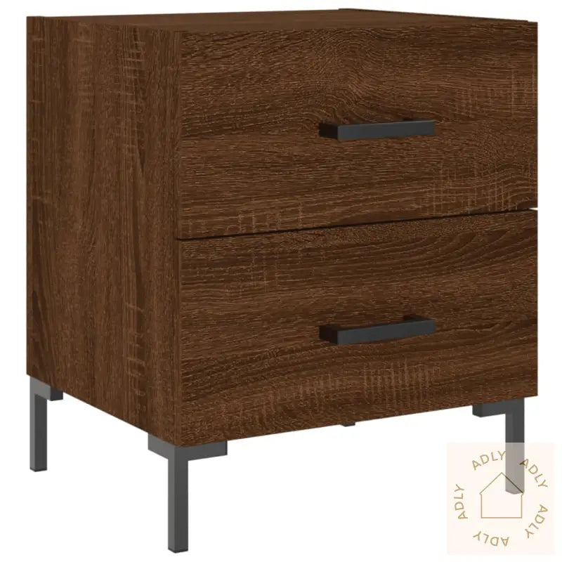 Nattbord 2 Stk Brun Eik 40X35X47,5 Cm Konstruert Tre