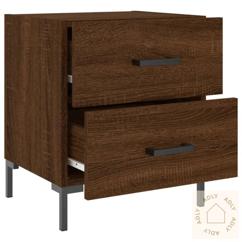 Nattbord 2 Stk Brun Eik 40X35X47,5 Cm Konstruert Tre
