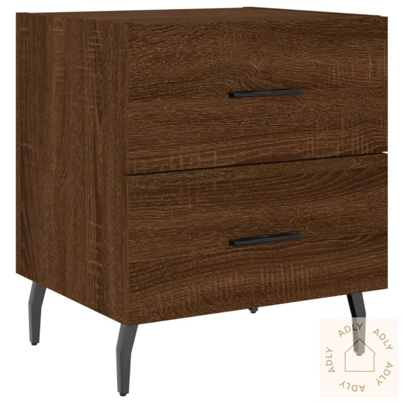 Nattbord 2 Stk Brun Eik 40X35X47,5 Cm Konstruert Tre
