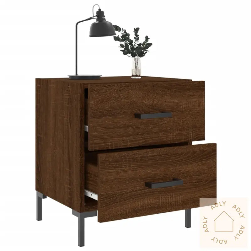 Nattbord 2 Stk Brun Eik 40X35X47,5 Cm Konstruert Tre