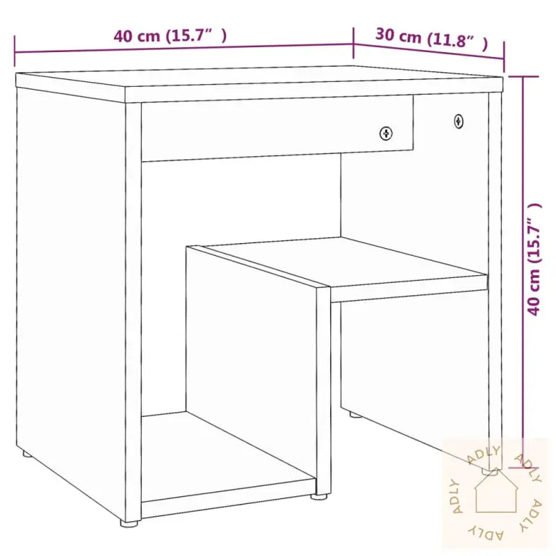 Nattbord Brun Eik 40X30X40 Cm Konstruert Tre