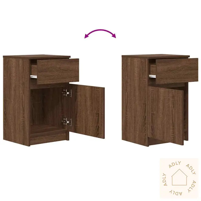 Nattbord 2 Stk Brun Eik 39X35X65 Cm Konstruert Tre