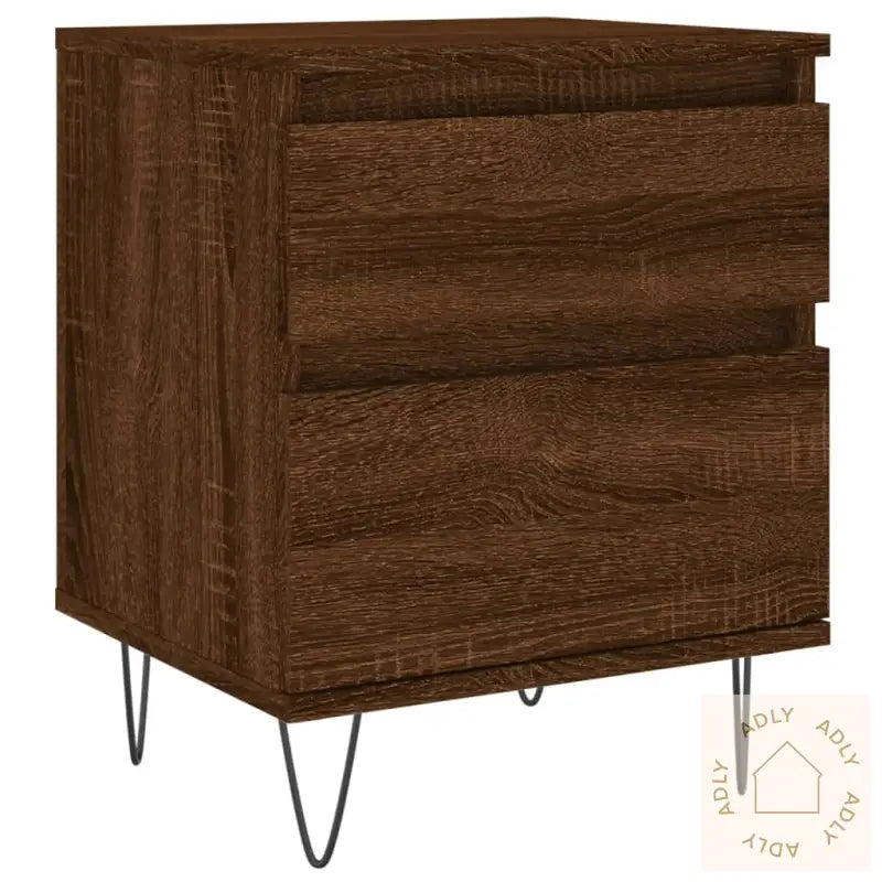 Nattbord 2 Stk Brun Eik 40X35X50 Cm Konstruert Tre