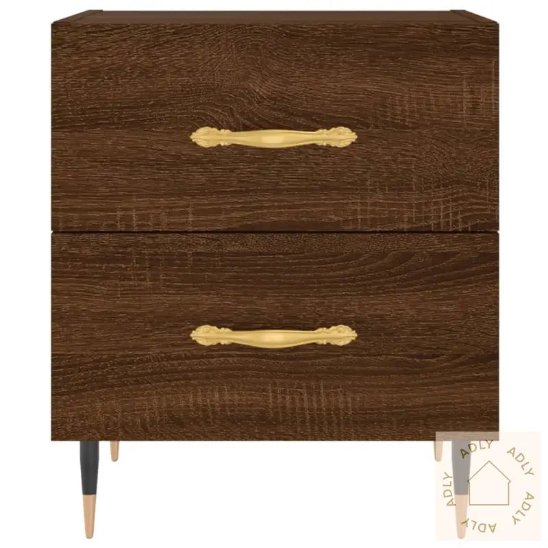 Nattbord 2 Stk Brun Eik 40X35X47,5 Cm Konstruert Tre