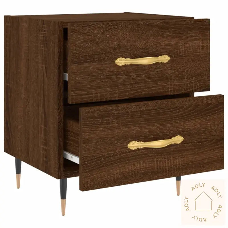 Nattbord 2 Stk Brun Eik 40X35X47,5 Cm Konstruert Tre