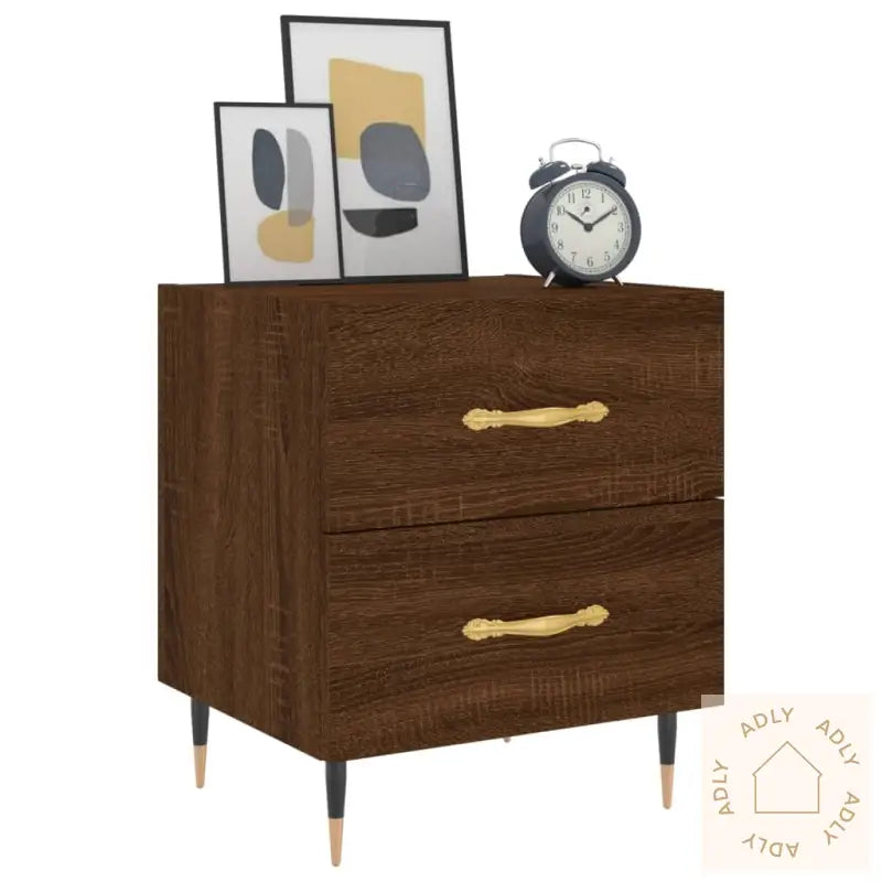 Nattbord 2 Stk Brun Eik 40X35X47,5 Cm Konstruert Tre