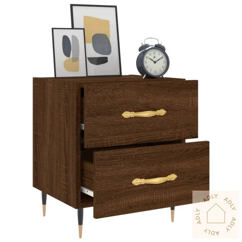 Nattbord 2 Stk Brun Eik 40X35X47,5 Cm Konstruert Tre