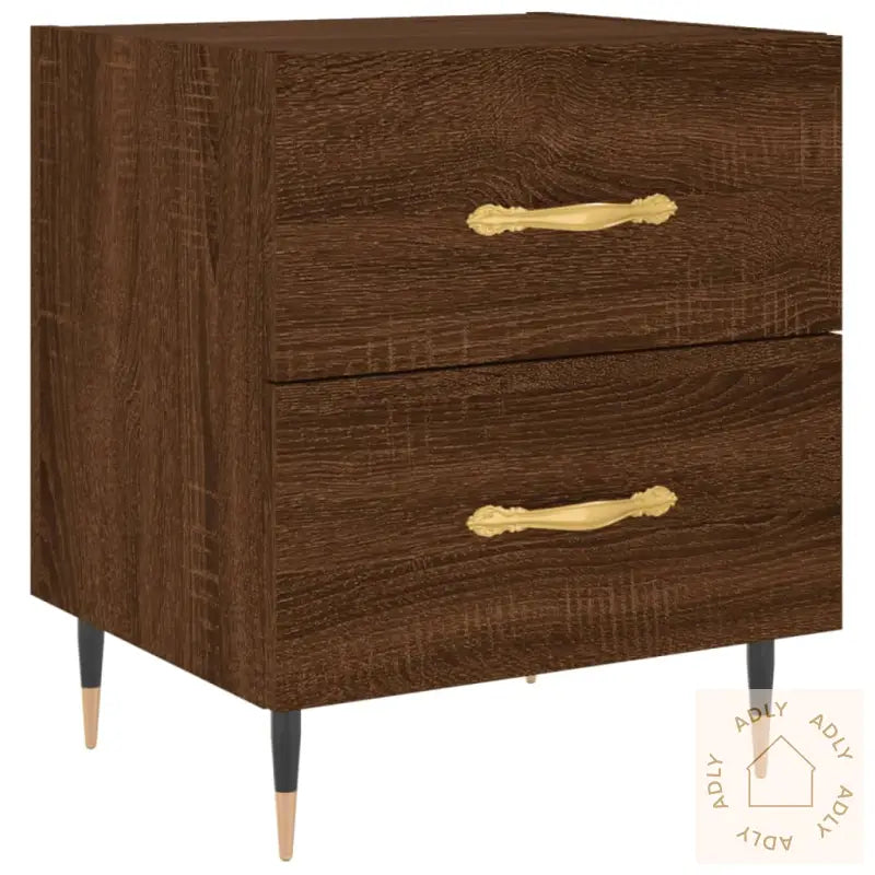 Nattbord 2 Stk Brun Eik 40X35X47,5 Cm Konstruert Tre