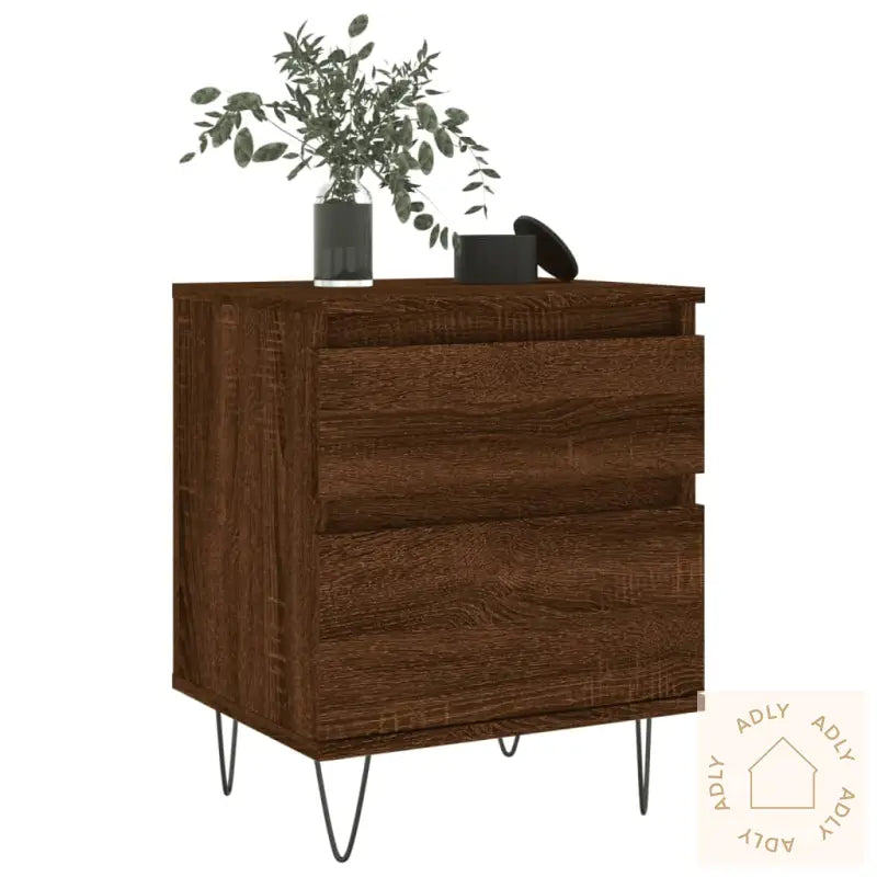 Nattbord 2 Stk Brun Eik 40X35X50 Cm Konstruert Tre