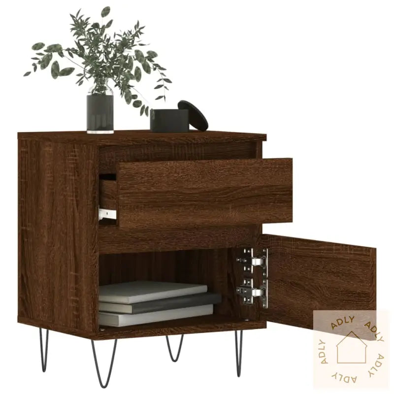 Nattbord 2 Stk Brun Eik 40X35X50 Cm Konstruert Tre
