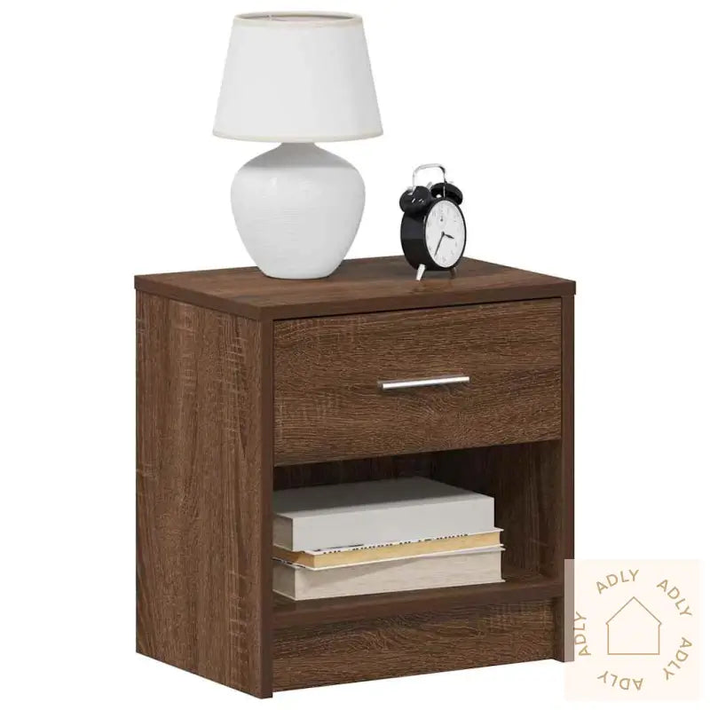 Nattbord 2 Stk Med Skuff Brun Eik 39X28X41 Cm