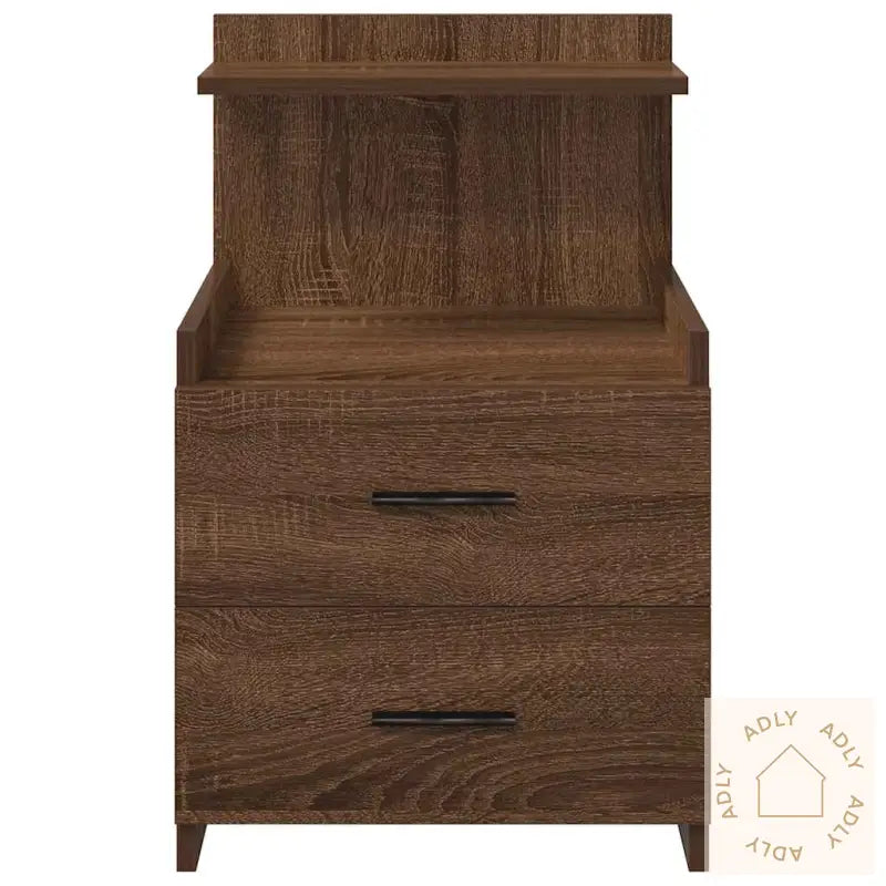 Nattbord 2 Stk Med 2 Skuffer Brun Eik 40X36,5X62 Cm