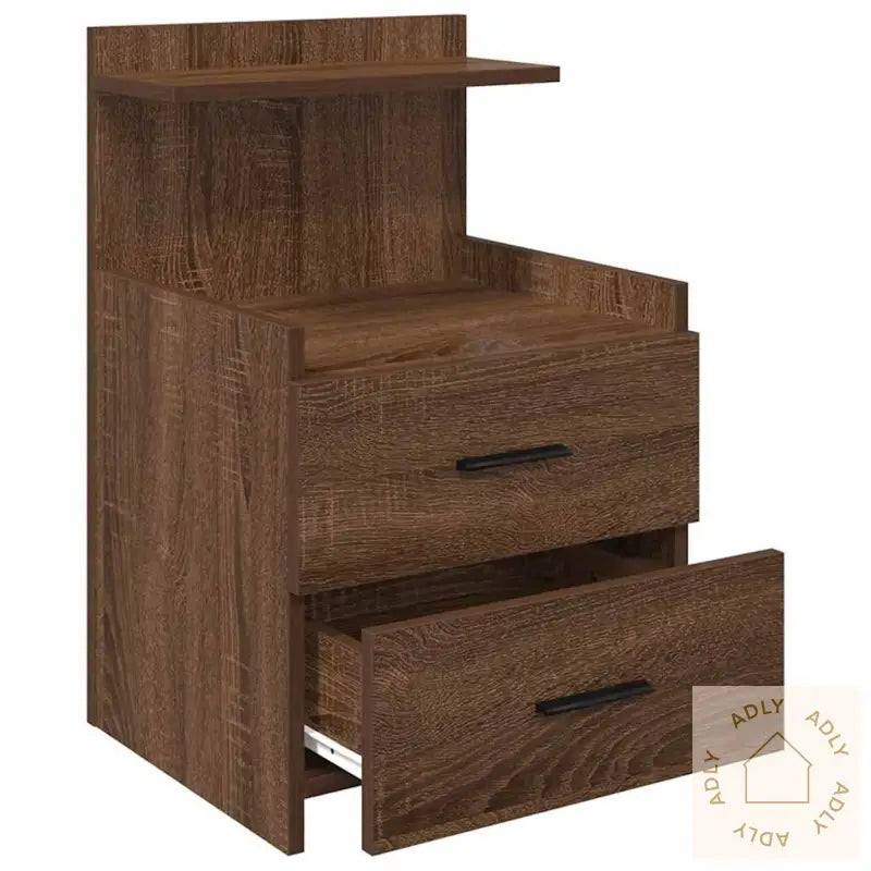 Nattbord 2 Stk Med 2 Skuffer Brun Eik 40X36,5X62 Cm