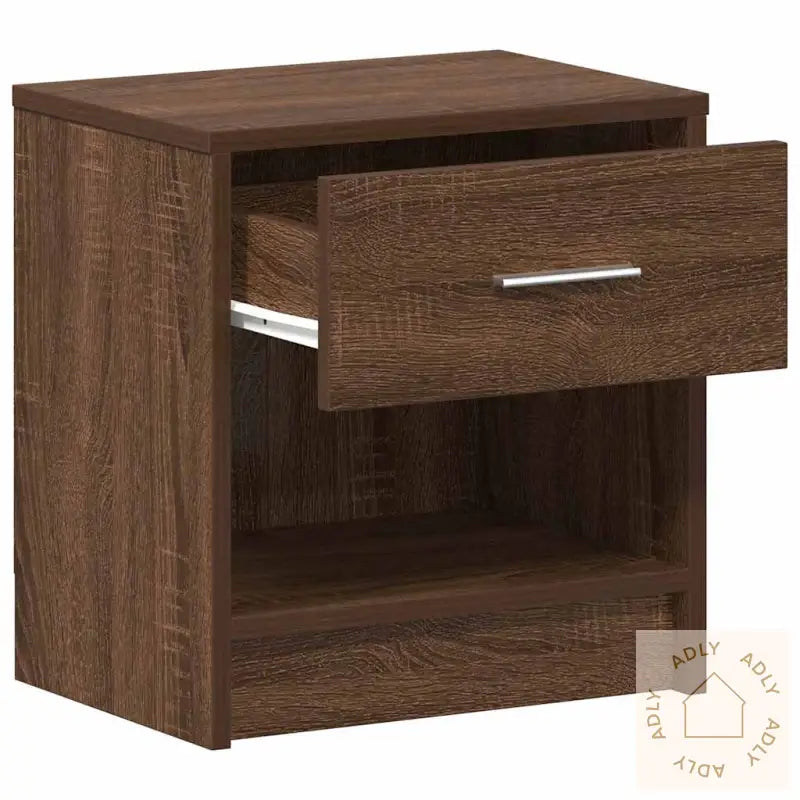Nattbord 2 Stk Med Skuff Brun Eik 39X28X41 Cm