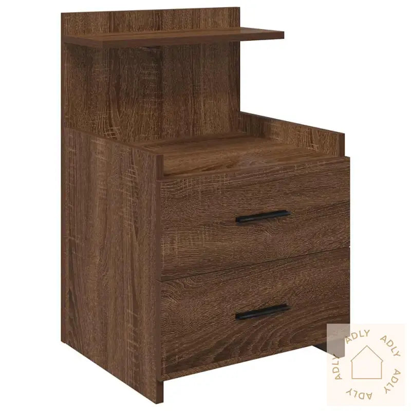 Nattbord 2 Stk Med 2 Skuffer Brun Eik 40X36,5X62 Cm